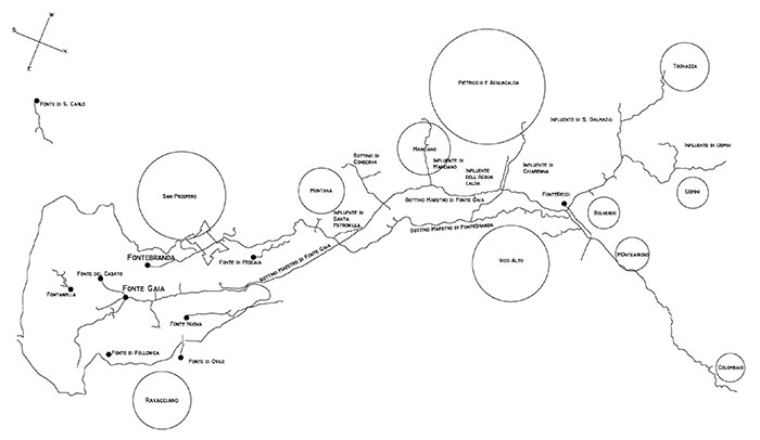 Mappa  I bottini di Siena | Le fonti di Siena e i loro acquedotti 